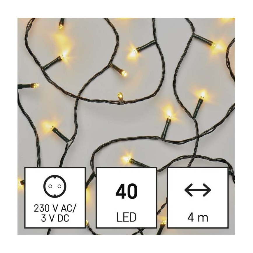 Cadena LED de Navidad para exteriores 40xLED/9m IP44 blanco cálido