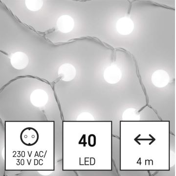 Cadena LED de Navidad para exteriores 40xLED/9m IP44 blanco frío