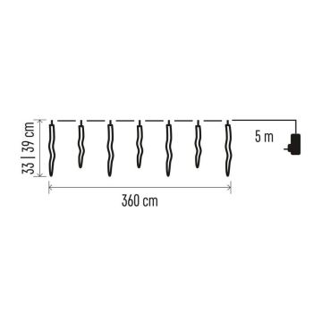 Cadena LED de Navidad para exteriores 60xLED/8,6m IP44