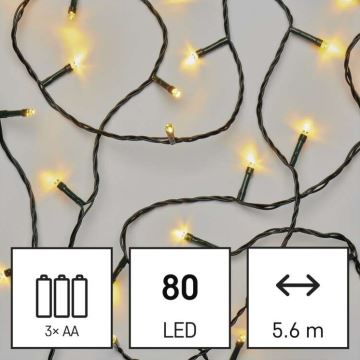 Cadena LED de Navidad para exteriores 80xLED/6,1m IP44 blanco cálido