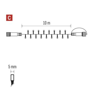 Cadena LED navideña exterior 100xLED/10m IP44 azul