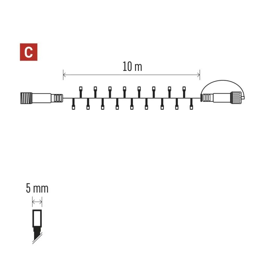 Cadena LED navideña exterior 100xLED/10m IP44 blanco cálido