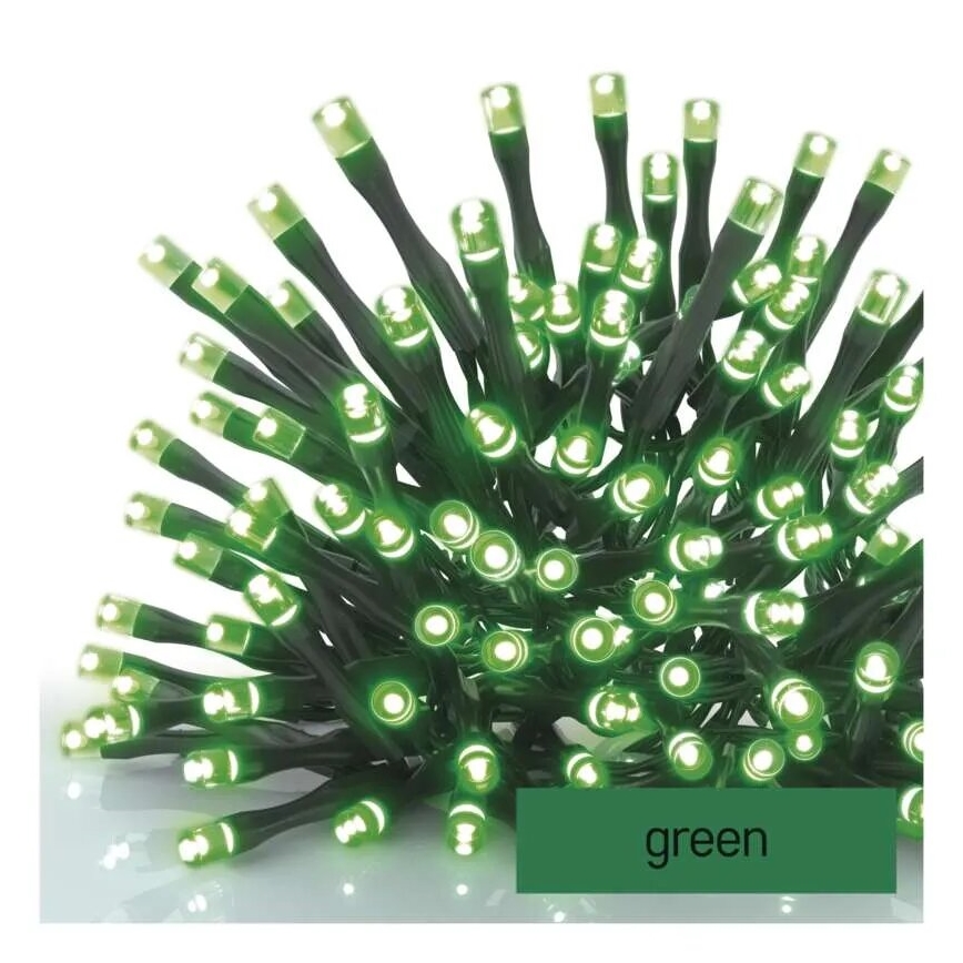 Cadena LED navideña exterior 100xLED/10m IP44 Verde