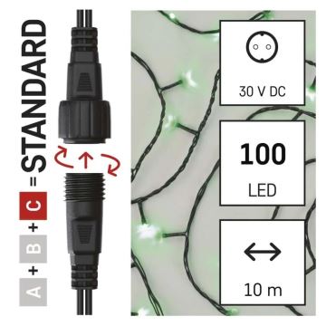 Cadena LED navideña exterior 100xLED/10m IP44 Verde