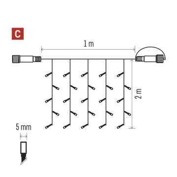 Cadena LED navideña exterior 100xLED/1x2m IP44 blanco cálido