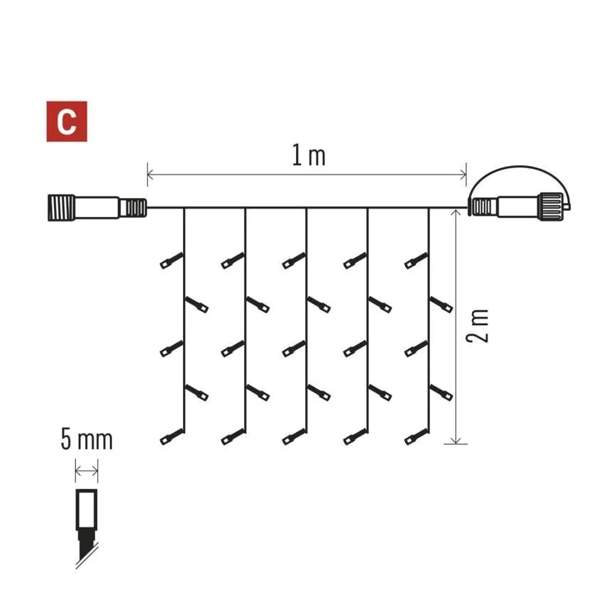 Cadena LED navideña exterior 100xLED/1x2m IP44 blanco cálido