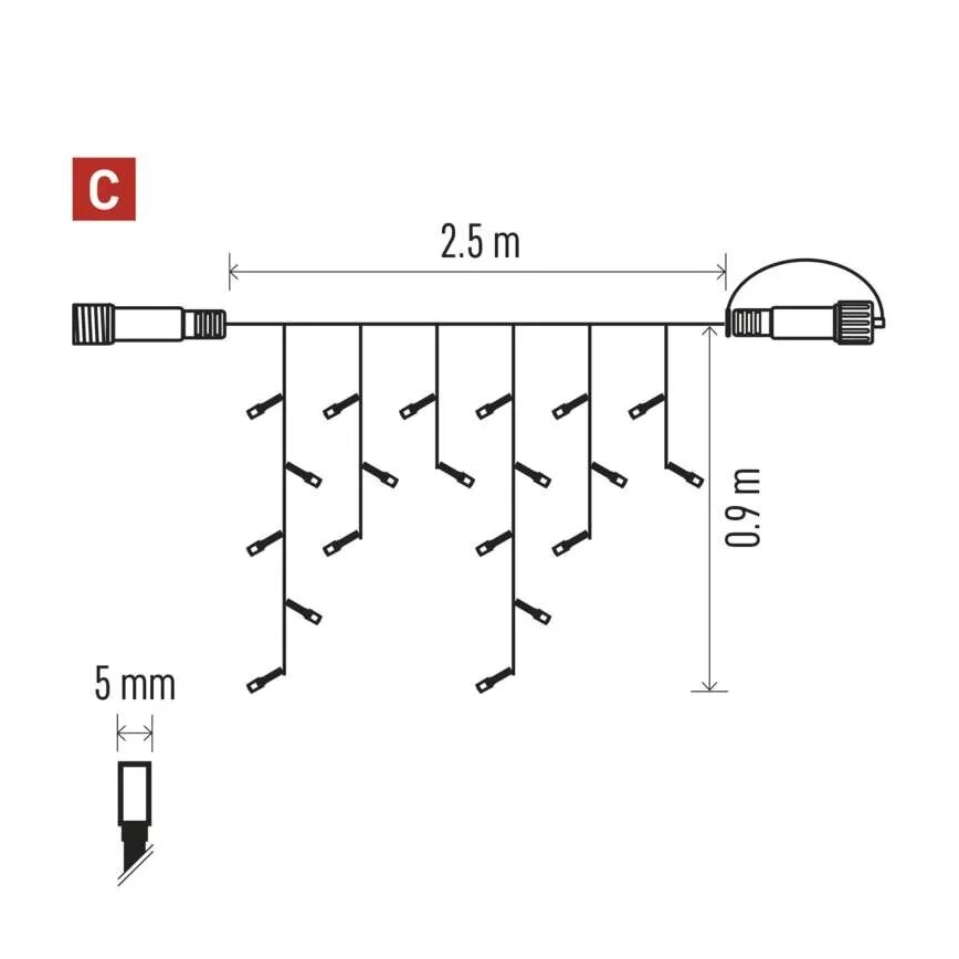 Cadena LED navideña exterior 100xLED/2,5x0,9m IP44 blanco cálido