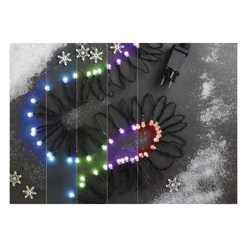 Cadena LED RGB de Navidad para exteriores 96xLED/64 modos 15m IP44 + mando a distancia