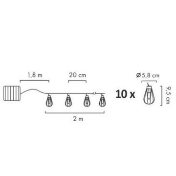 Cadena LED solar para exterior 10xLED/1xAAA 4,8 m IP44