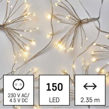 Cadena navideña de LEDs 150xLED/5,35m blanco cálido