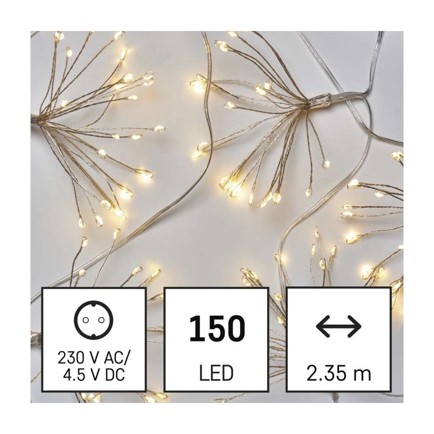 Cadena navideña de LEDs 150xLED/5,35m blanco cálido