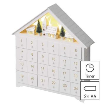 Calendario de Adviento LED 8xLED/2xAA blanco