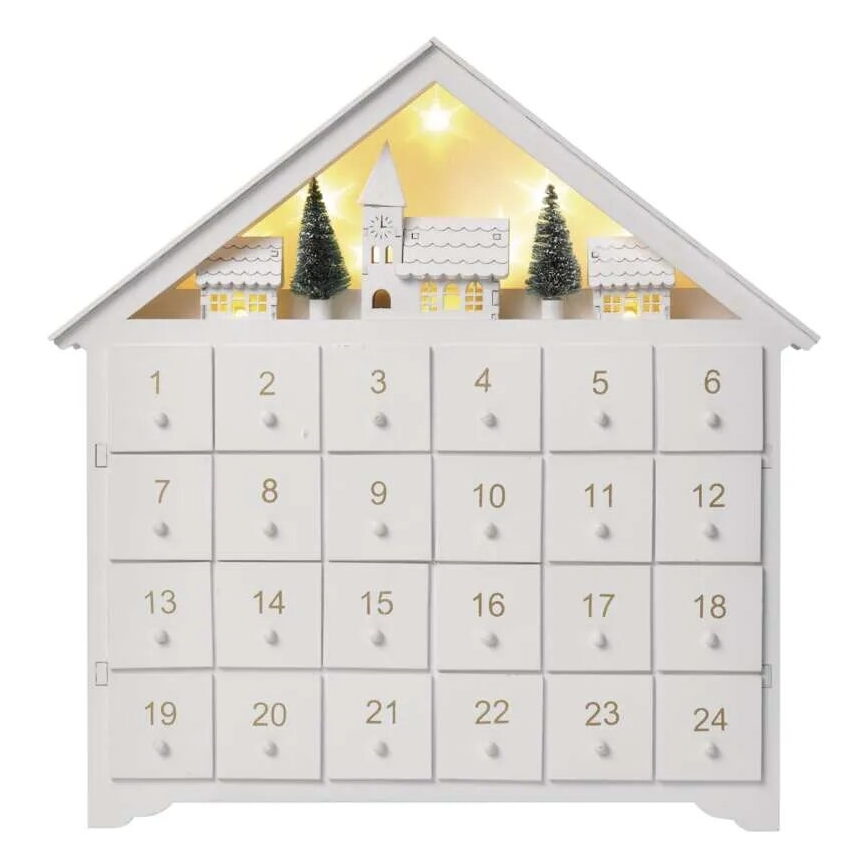 Calendario de Adviento LED 8xLED/2xAA blanco