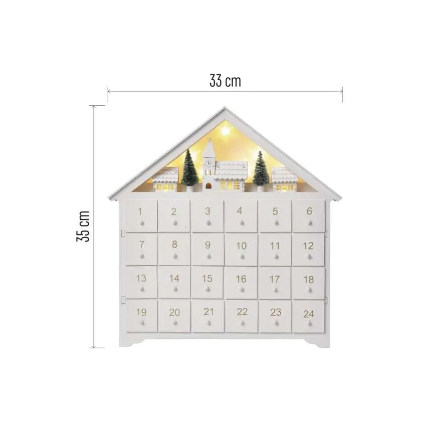 Calendario de Adviento LED 8xLED/2xAA blanco