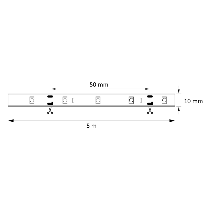 Cinta LED 5m 28W/12V IP20 6500K