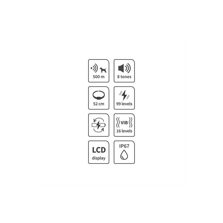 Collar de adiestramiento eléctrico para perros 52 cm 600 m 3,7 V IP67