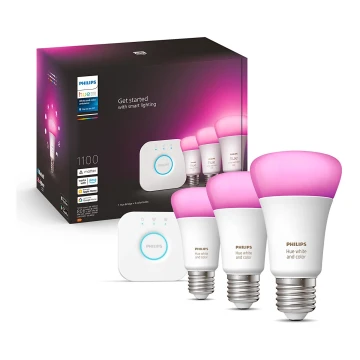 Conjunto básico Philips Hue WHITE AND COLOR AMBIANCE 3xE27/9W/230V 2000-6500K + dispositivo de conexión