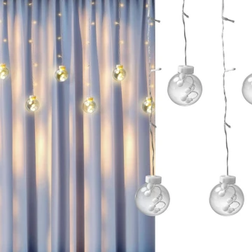 Cortina de Navidad LED WISH BALLS 108xLED/8 funciones 4,5 m blanco cálido