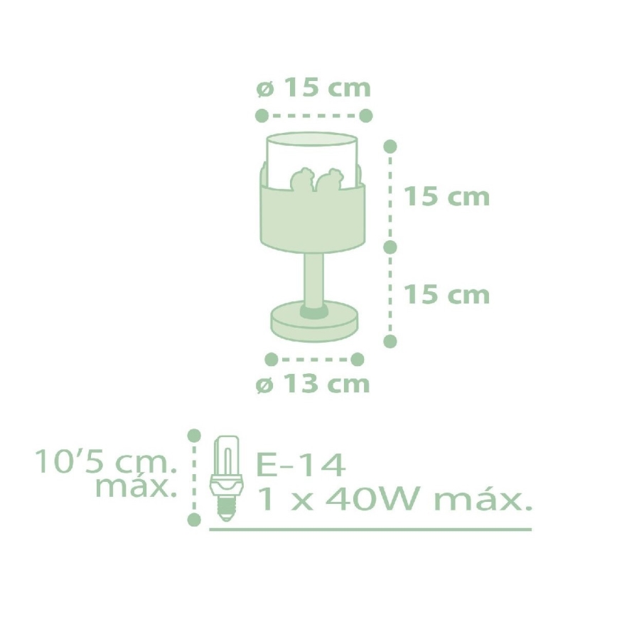 Dalber 61711H - Lámpara infantil SWEET LOVE 1xE14/40W/230V verde