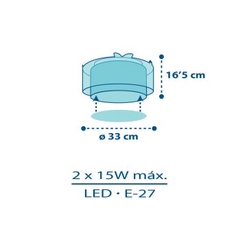 Dalber 76116 - Plafón infantil JUNGLE 2xE27/15W/230V