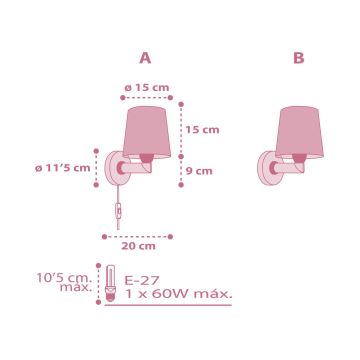 Dalber 82469 - Aplique infantil FLAMINGO 1xE27/15W/230V