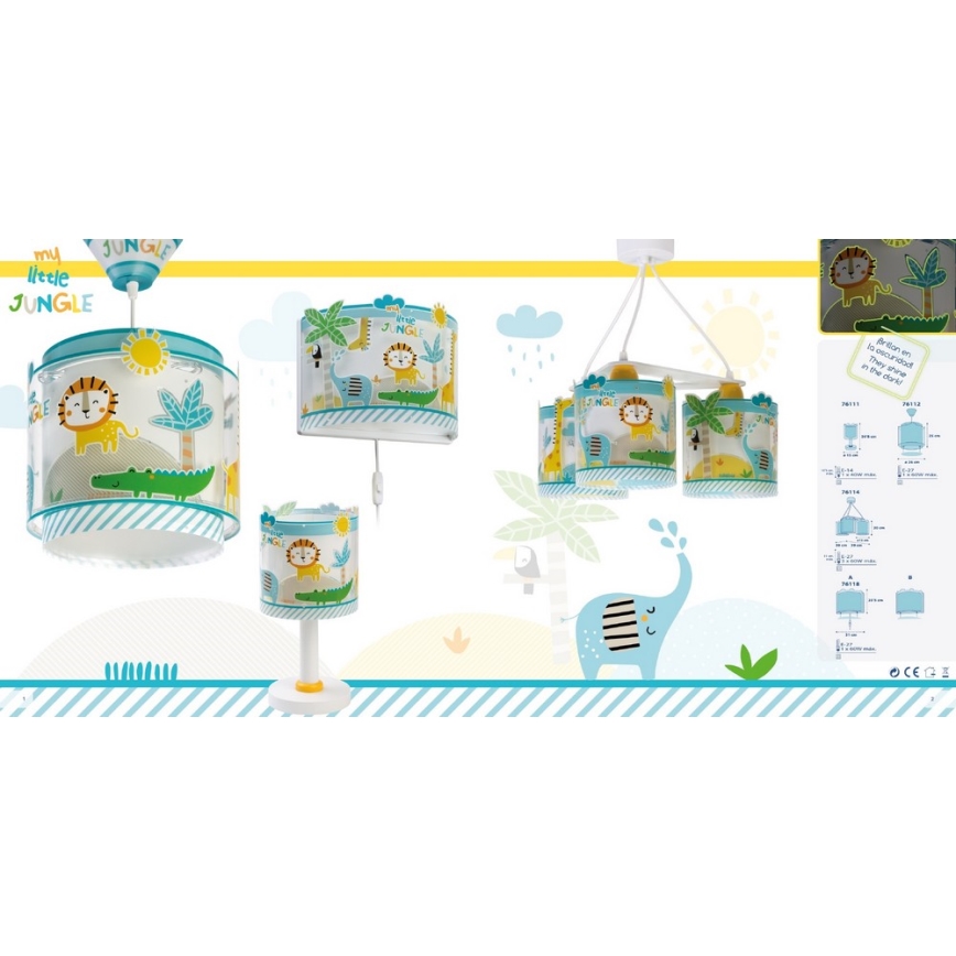 Dalber D-76112 - Lámpara colgante infantil MY LITTLE JUNGLE 1xE27/15W/230V