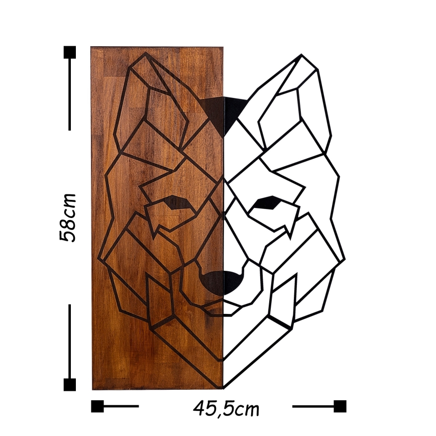 Decoración de pared 45,5x58 cm madera de lobo/metal