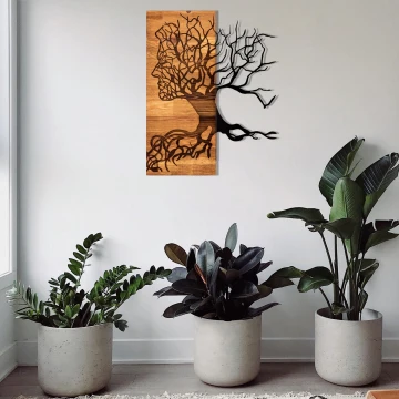 Decoración de pared 45x58 cm Árbol de la vida madera/metal