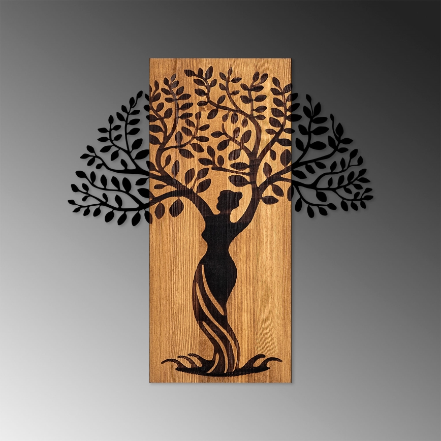 Decoración de pared 54x58 cm árbol madera/metal