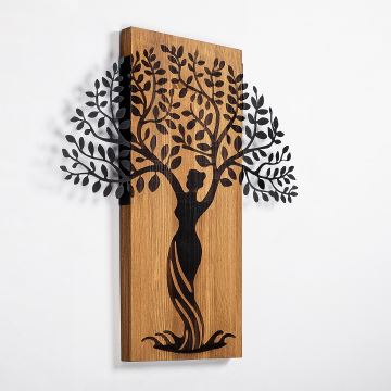 Decoración de pared 54x58 cm árbol madera/metal