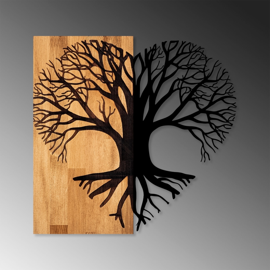 Decoración de pared 60x58 cm árbol madera/metal