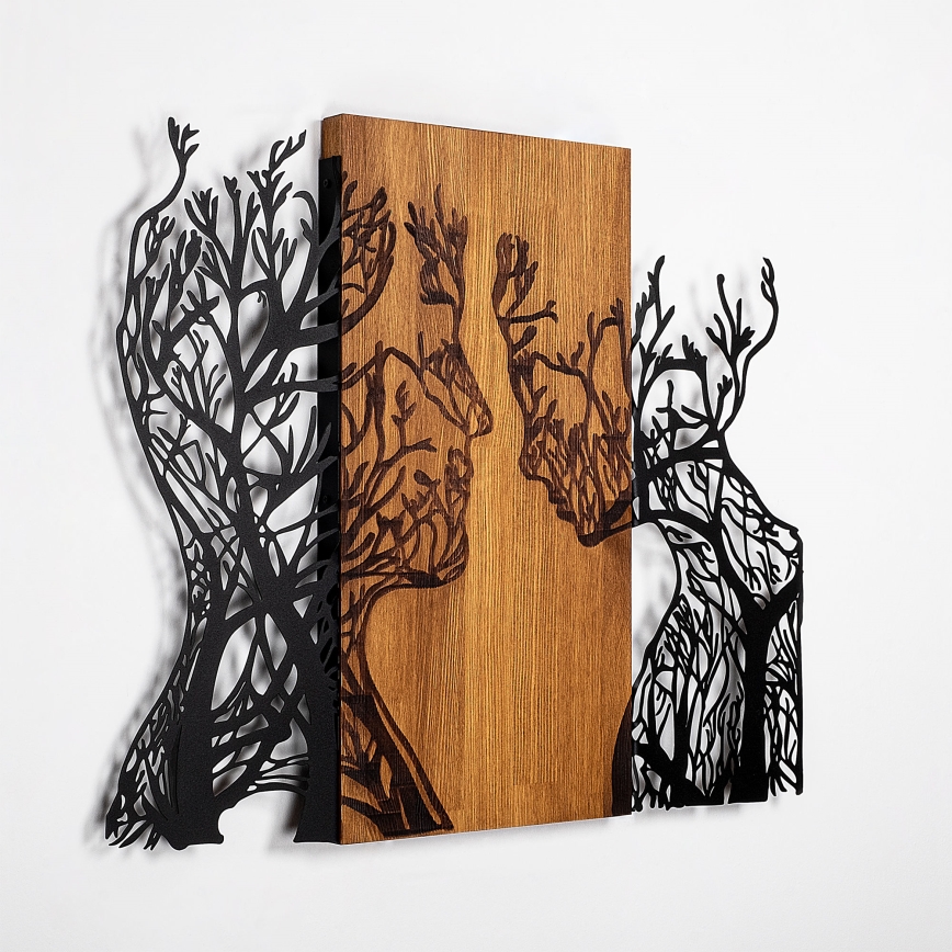 Decoración de pared 70x58 cm árboles de la vida madera/metal