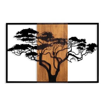 Decoración de pared 90x58 cm árbol madera/metal