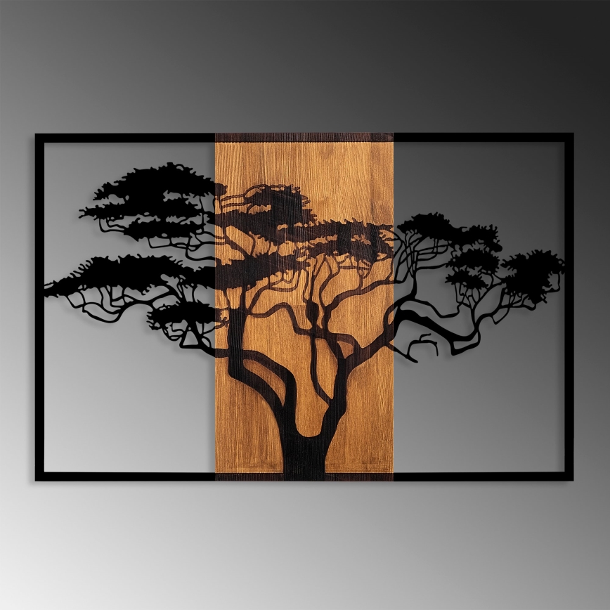 Decoración de pared 90x58 cm árbol madera/metal