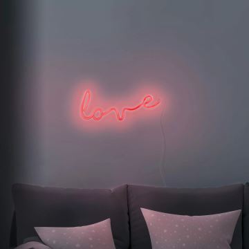 Decoración de pared LED de neón LOVE LED/3W/3 pilas AAA rojo