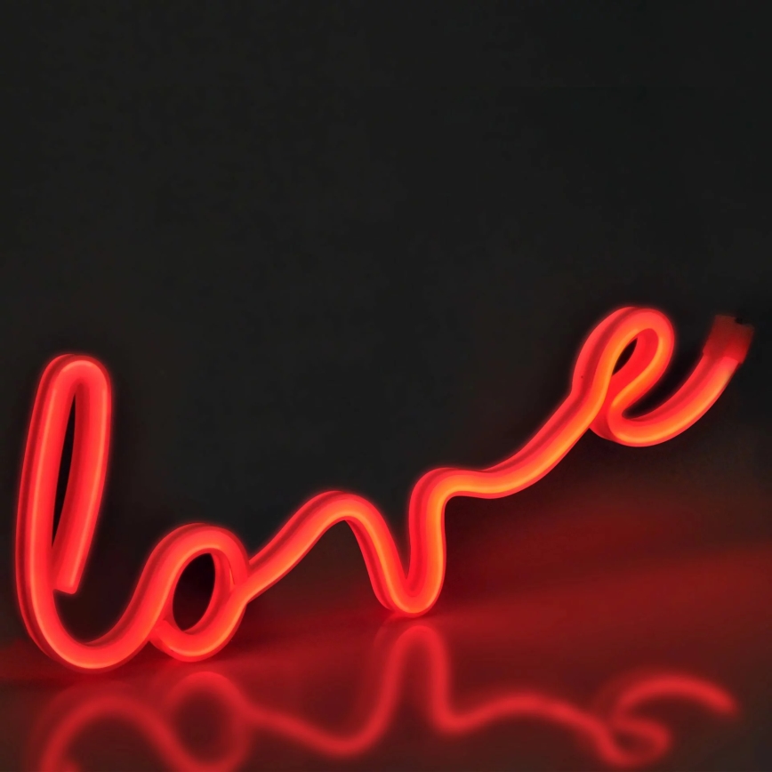 Decoración de pared LED de neón LOVE LED/3W/3 pilas AAA rojo