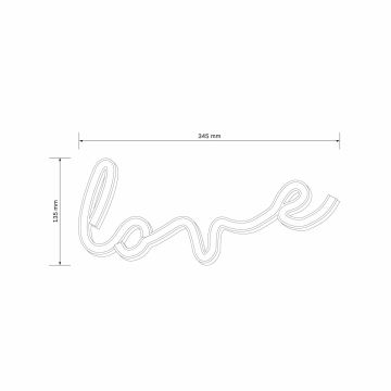 Decoración de pared LED de neón LOVE LED/3W/3 pilas AAA rojo