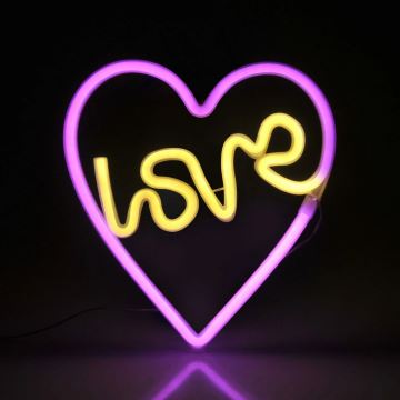 Decoración de pared LED de neón LOVE LED/3W/3 pilas AAA rosa