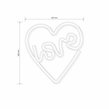 Decoración de pared LED de neón LOVE LED/3W/3 pilas AAA rosa