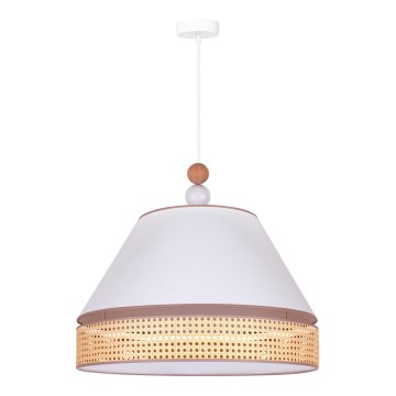 Duolla - Lámpara colgante AVIGNON 1xE27/15W/230V diá. 50 cm blanco/ratán