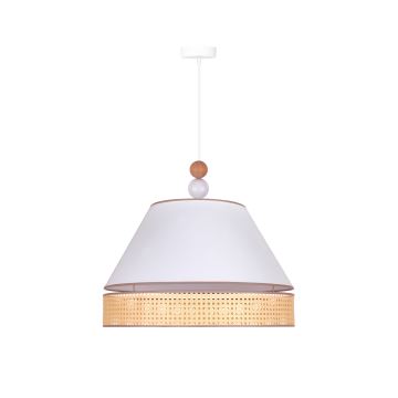 Duolla - Lámpara colgante AVIGNON 1xE27/15W/230V diá. 50 cm blanco/ratán