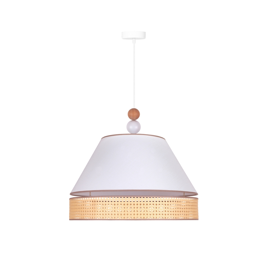 Duolla - Lámpara colgante AVIGNON 1xE27/15W/230V diá. 50 cm blanco/ratán