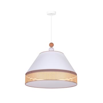 Duolla - Lámpara colgante AVIGNON 1xE27/15W/230V diá. 60 cm blanco/ratán