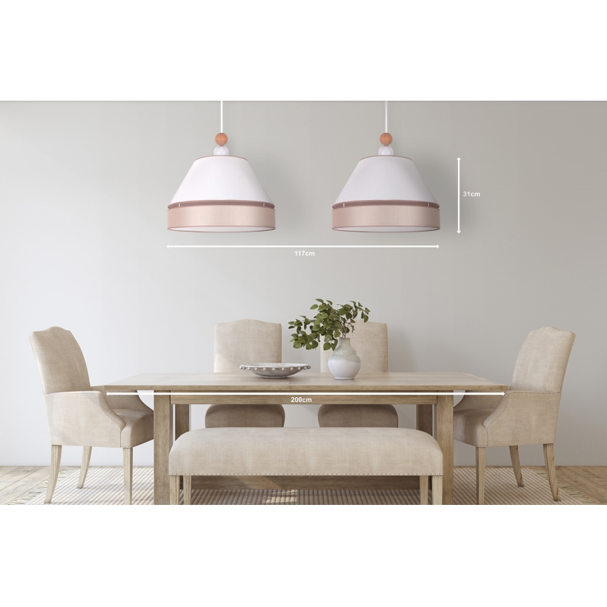 Duolla - Lámpara colgante AVIGNON 2xE27/15W/230V blanco/beige