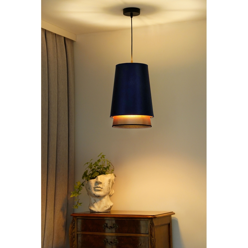 Duolla - Lámpara colgante BELL SHINY 1xE27/15W/230V azul/cobre