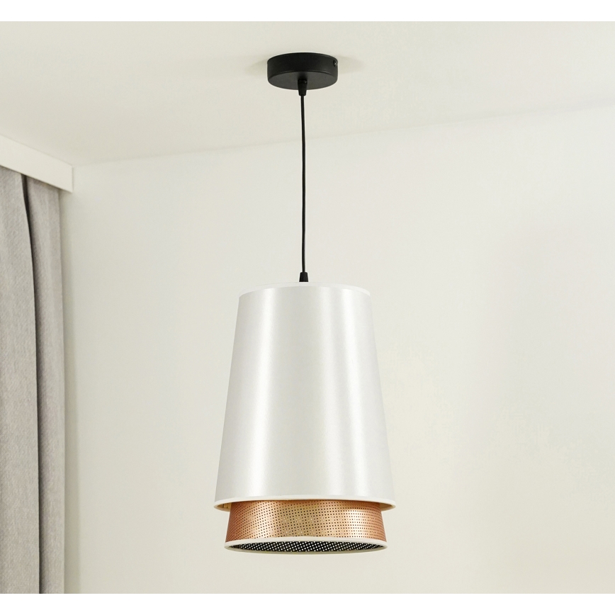 Duolla - Lámpara colgante BELL SHINY 1xE27/15W/230V blanco/cobre