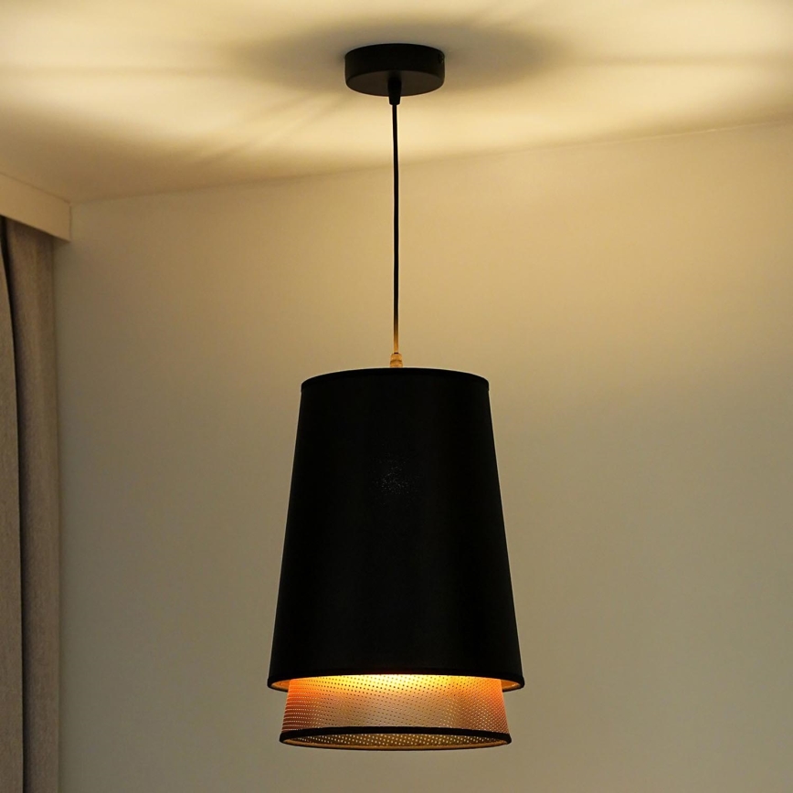 Duolla - Lámpara colgante BELL SHINY 1xE27/15W/230V negro/cobre