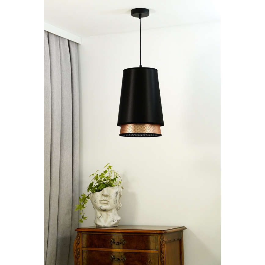 Duolla - Lámpara colgante BELL SHINY 1xE27/15W/230V negro/cobre