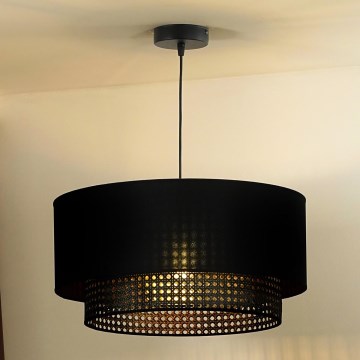 Duolla - Lámpara colgante BOHO RATTAN 1xE27/15W/230V negro