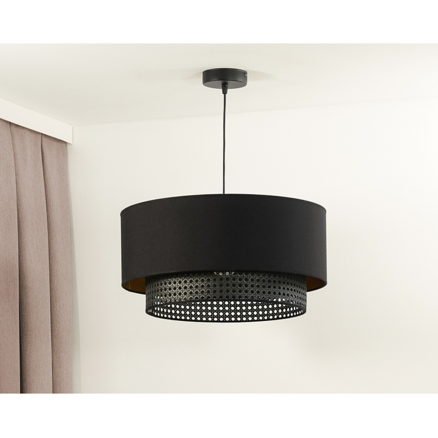 Duolla - Lámpara colgante BOHO RATTAN 1xE27/15W/230V negro